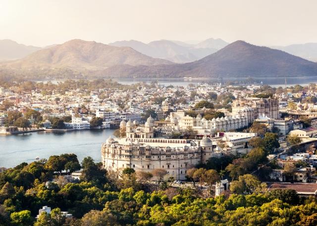 The Aravelli Hills overlooking the city of Udaipur in Rajasthan, India